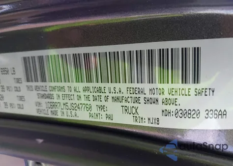 2018 Ram 1500 Slt из США, поврежденный, VIN 1C6RR7LM5JS247760